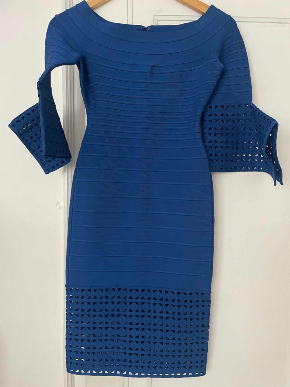 Herve Leger Royal Blue Bandage Dress with Sleeves (XS)